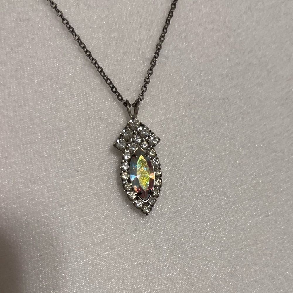 Silver crystal costume necklace